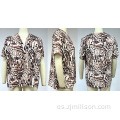 Camiseta Beige Animal Print V Neck